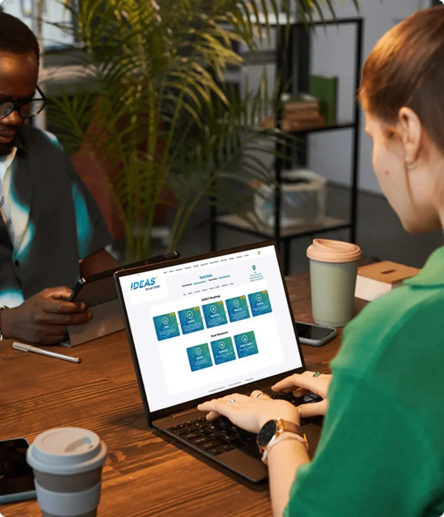 Person using the Ideas-to-Action Platform on a laptop
